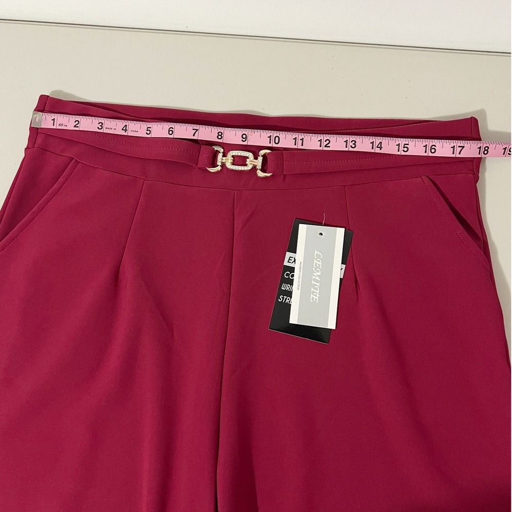 Lemite Women Magenta Pink Wide Leg Comfort Waist Stretch Trousers 3XL NEW - Picture 5 of 8